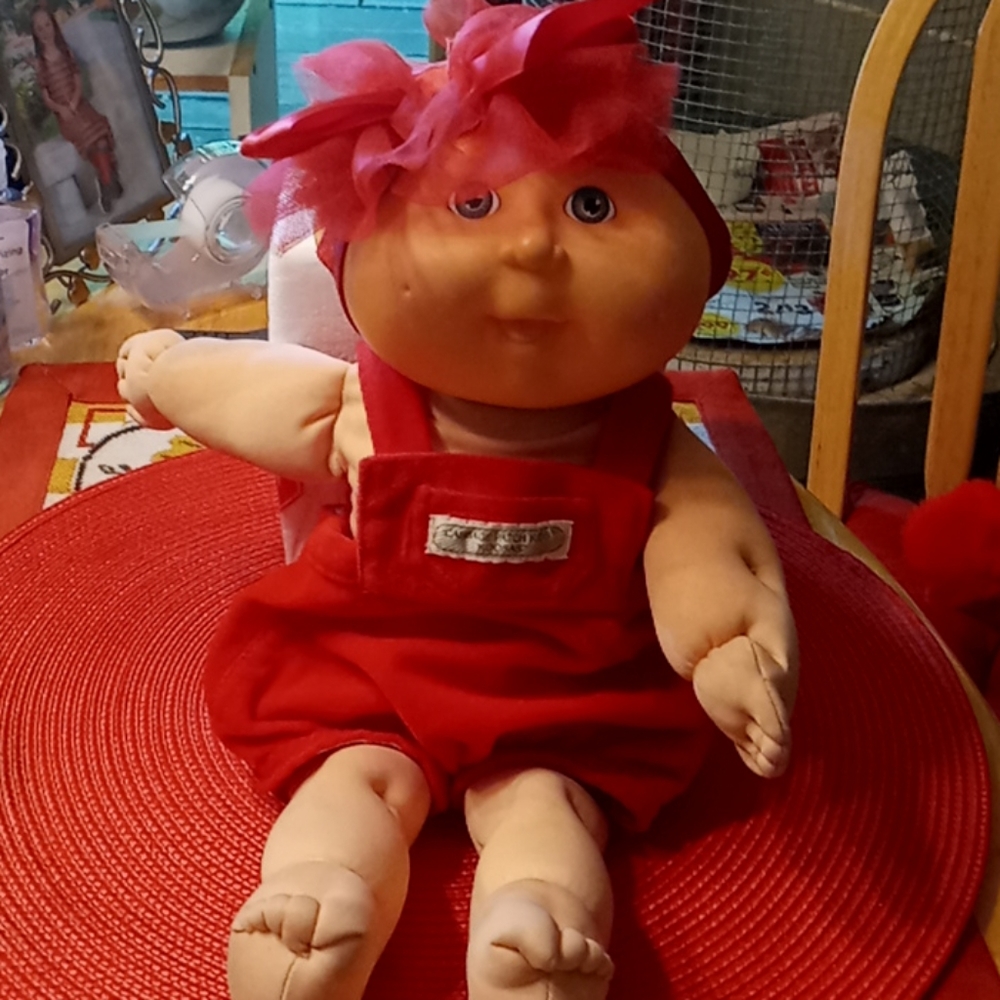 Vintage 1991 Cabbage Patch Girl Baby in Her Original Little Red Romper CP Outfit